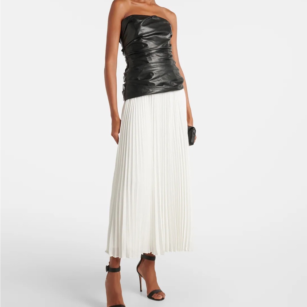 NWT SIMKHAI Arie Leather Crepe Strapless Chic Dress Size 8 Holiday Party Ready